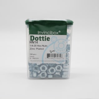 Dottie® HN14 Finished Hex Nut, 1/4-20, Steel, Zinc Plated