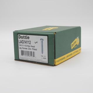 Dottie® LAG14112 Lag Screw, 1/4 in, 1-1/2 in OAL, Steel, Zinc Plated