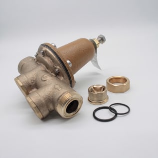 WATTS® 0009217 LF25AUB Lead Free Pressure Reducing Valve, 1/2 in Nominal, FNPT Union x FNPT End Style, 25 to 75 psi Pressure, Cast Copper Silicon Alloy Body, Import