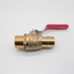 RWV® 5018AB 1 Ball Valve With Handle, 1 in, Barb x MNPT, Brass Body, Regular Port, Double NBR Softgoods