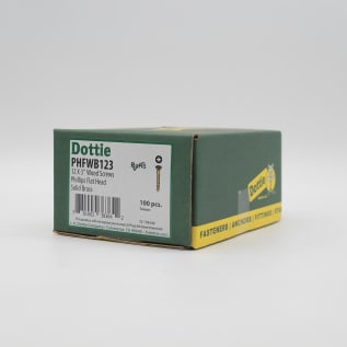 Dottie® PHFWB123 Wood Screw, #12, 3 in OAL, Flat Head, Solid Brass, Phillips® Drive, Zinc Plated