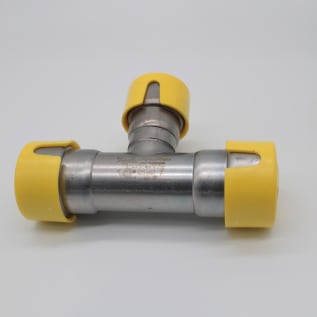 Apollo™ PWR7481716 411RG Reducing Tee, 3/4 x 3/4 x 1/2 in Nominal, POWERPRESS End Style, Carbon Steel