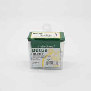 Dottie® TEKW834 Self-Drilling Screw, #8, 3/4 in OAL, Wafer Head, Phillips® Drive, Steel, Zinc Plated