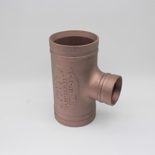 Gruvlok® 1330012260 FIG 621 CTS Reducing Tee, 4 x 4 x 2-1/2 in, Grooved, Copper