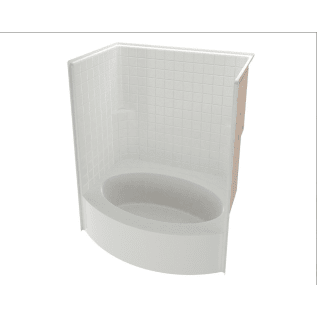 FIBERCARE ET60-45-RH WHT BOW FRONT TUB SHOWER STALL 4-1/4" SQUARE TILE PATTERN 60"X45"X72"