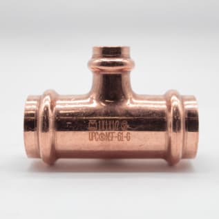 Streamline® PRS™ PF 04051 Small Reducing Tee, 1 x 1 x 1/2 in Nominal, Press End Style, Wrought Copper