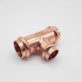 Streamline® PRS™ PF 04049 Small Reducing Tee, 1 x 1 x 3/4 in Nominal, Press End Style, Wrought Copper