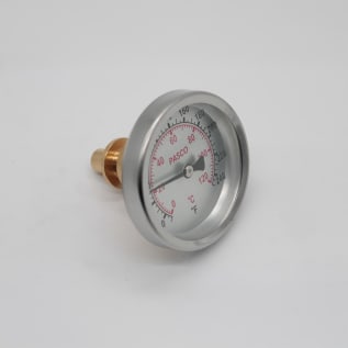 PASCO 1450 2-1/2" DIAL THERMOMETER 40-250F DEG BRASS WELL 3/4" SWT ADPT BACKMOUNT REMOVABLE WELL (J40702)
