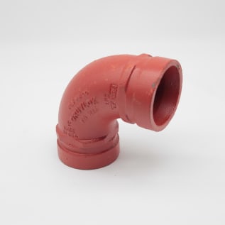 Gruvlok® 0390014223 FIG 7050 Standard 90 deg Pipe Elbow, 2 in Nominal, Grooved End Style, Ductile Iron, Rust Inhibiting Painted, Domestic