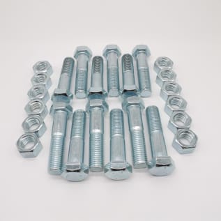 10" & 12" FLG BOLT & NUT SET ZINC CONSISTING OF 12 EA 7/8"X3-3/4" BOLT W/ HEX NUT (BOXED) LESS GASKET