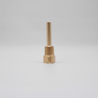 Trerice 76-4G2 Stepped Shank Thermowell, 4 in L Stem, 2-1/2 in L Insertion, 3/4 in NPT Thread, Brass