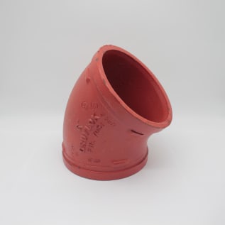 Gruvlok® 0390014942 FIG 7051 Standard 45 deg Pipe Elbow, 6 in Nominal, Grooved End Style, Ductile Iron, Rust Inhibiting Painted, Domestic