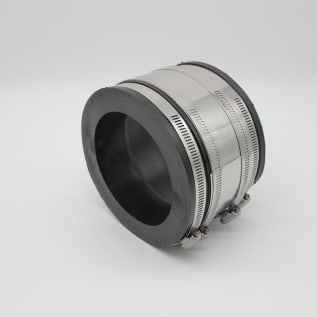 Fernco® 1006-44RC 1006 RC Strong Back Flexible Repair Coupling With Reducer, 4 in Nominal, Concrete x Cast Iron/Plastic End Style, Flexible PVC