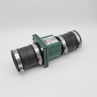 ZOELLER 30-0151-2" CI SLIP X SLIP UNION CHECK VALVE SS CLAMPS & FLEXIBLE CONNECTION