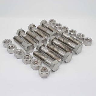 10" & 12" 304SS FLG BOLT & NUT SET CONSISTING OF 12 EA 7/8"X3-3/4" SS BOLT W/HEX NUT LESS GASKET