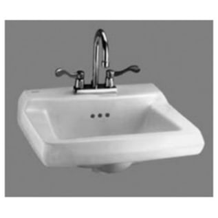 American Standard 0124131.020 Comrade™, Rectangle Shape, 4 in Faucet Hole Spacing, 20 in W x 18-1/4 in D x 8 in H, Wall Mounting, Vitreous China, White, Domestic