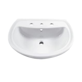 American Standard 0236008.020 Cadet®, Oval Shape, 8 in Faucet Hole Spacing, 24-1/2 in W x 20 in D x 35 in H, Pedestal Mounting, Vitreous China, White, Domestic