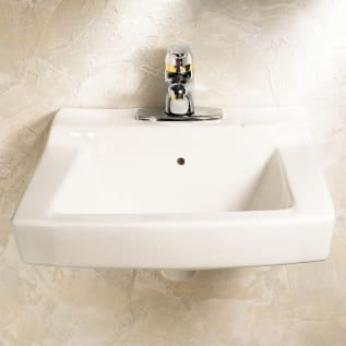 American Standard 0321026.020 Declyn Bathroom Sink, Rectangle Shape, 4 in Faucet Hole Spacing, 18-1/2 in W x 17 in D x 8-1/2 in H, Wall Mount, Vitreous China, White, Domestic