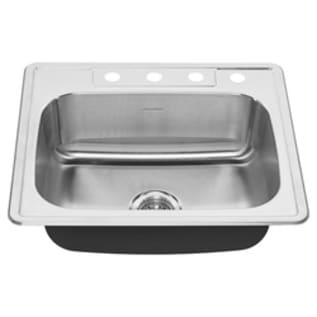 American Standard 22SB.6252284S.075 Colony® Kitchen Sink, Rectangle Shape, 15-3/4 in L x 21-1/4 in W x 6 in D Bowl, 4 Faucet Holes, 25 in L x 22 in W x 6 in H, Top Mount, Stainless Steel