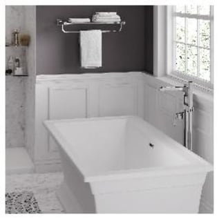 American Standard 2546004.020 Town Square® S Bathtub, Soaker, Rectangular Shape, 68 in L x 36 in W, Center Drain, High Gloss White