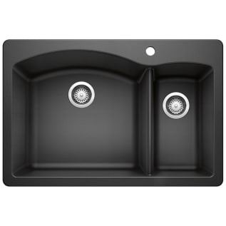 Blanco 440199 DIAMOND™ SILGRANIT® II Kitchen Sink, Rectangle Shape, 1 Faucet Holes, 33 in W x 22 in D, Drop-In Mount, Granite, Anthracite, Import