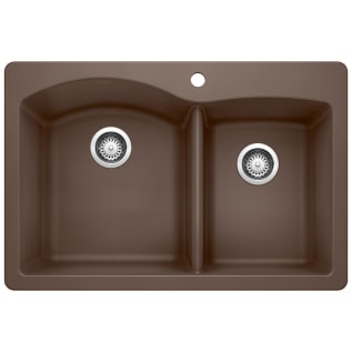 Blanco 440213 DIAMOND™ SILGRANIT® II Kitchen Sink, Rectangle Shape, 1 Faucet Holes, 33 in W x 22 in D, Drop-In Mount, Granite, Cafe Brown, Import