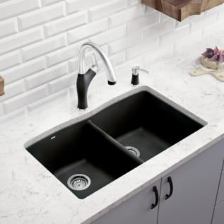 Blanco 440220 DIAMOND™ SILGRANIT® II Kitchen Sink With Ledge, SILGRANIT® II, Rectangle Shape, 1 Faucet Holes, 33 in W x 22 in D, Drop-In Mount, Granite, Anthracite, Import