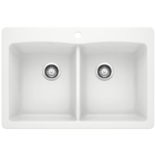 Blanco 440221 DIAMOND™ SILGRANIT® II Kitchen Sink With Ledge, SILGRANIT® II, Rectangle Shape, 1 Faucet Holes, 33 in W x 22 in D, Drop-In Mount, Granite, White, Import