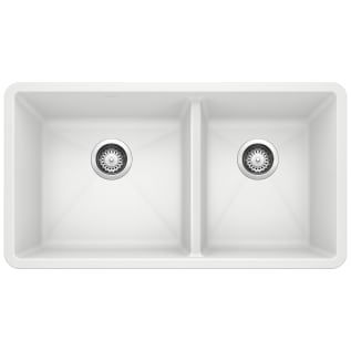Blanco 441125 PRECIS™ SILGRANIT® II 1-3/4 Bowl Composite Sink, White, Rectangle Shape, 17 in Left, 13 in Right L x 16 in Left, 16 in Right W x 9-1/2 in Left, 9-1/2 in Right D Bowl, 33 in L x 18 in W, Under Mount, Granite