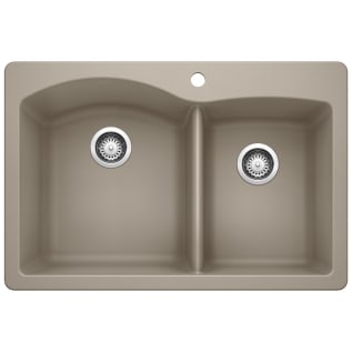 Blanco 441283 DIAMOND™ SILGRANIT® II Kitchen Sink, Rectangle Shape, 1 Faucet Holes, 33 in W x 22 in D, Drop-In Mount, Granite, Truffle, Import