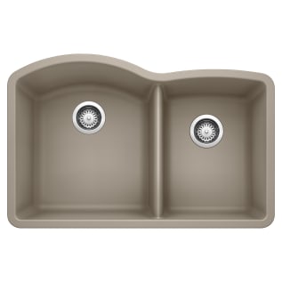 Blanco 441284 DIAMOND™ SILGRANIT® II Kitchen Sink, Truffle, D-Shaped Shape, 16-1/2 in Left, 12-1/2 in Right L x 18-19/32 in Left, 16-13/16 in Right W x 9-1/2 in Left, 8 in Right D Bowl, 32 in L x 20-27/32 in W, Under Mount, Solid Granite
