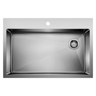 Blanco 524221 QUATRUS™ R15 Super Single Bowl Dual Mount Kitchen Sink, Rectangle Shape, 1 Faucet Holes, 33 in W x 22 in H, Drop-In/Under Mount, 304 Stainless Steel, Satin
