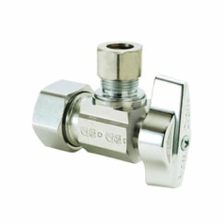 BrassCraft® KTCR09X C 1/4 Turn Angle Stop Ball Valve, 1/2 x 1/4 in Nominal, C End Style, 125 psi Pressure, Brass Body, Polished Chrome