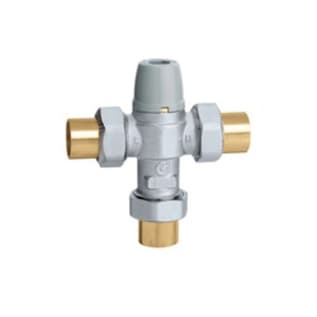 Caleffi 521349A 3-Way Scald Protection Point-of-Use Thermostatic Mixing Valve With Check Valve, 1/2 in, C, 150 psi, 0.5 gpm, Brass Body