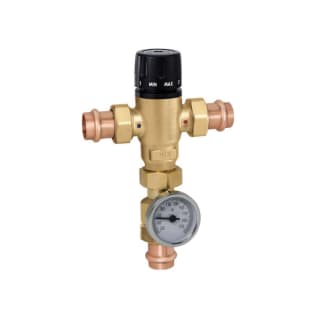 Caleffi MixCal™ 521616A 3-Way Adjustable Thermostatic and Pressure Balanced Mixing Valve, 1 in, Press, 200 psi, 1 gpm, Brass Body