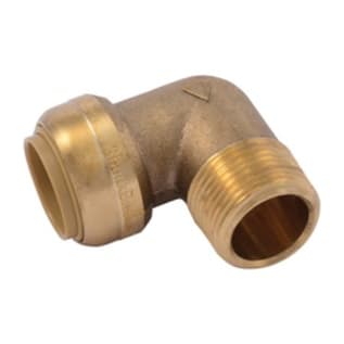 Sharkbite® U286LF Male Elbow, 3/4 in Nominal, Push-Fit x MNPT End Style, Brass, Import
