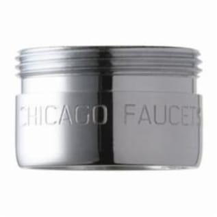 Chicago Faucet® E37JKABCP Pressure Compensating Outlet, For Use With 2200 to 2201 Series Single Lever Hot and Cold Water Mixing Sink Faucet, 13/16-27 Thread, Male UNS Thread, 1.5 gpm Flow Rate, Non-Aerated Laminar Stream, Polished Chrome, Domestic