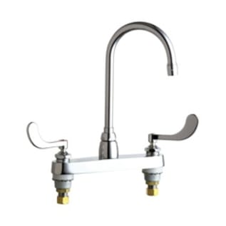 Chicago Faucet® 1100-GN2AE35-317AB Kitchen Sink Faucet, Commercial, 1.5 gpm Flow Rate, 8 in Center, Gooseneck Spout, Polished Chrome, 2 Handles, Domestic