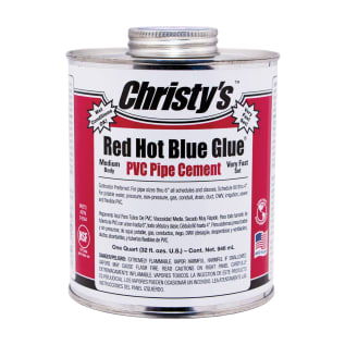 Christy's® Red Hot Blue Glue® 5528 Medium Body PVC Plastic Pipe Cement, 1 qt Container, Deep Blue