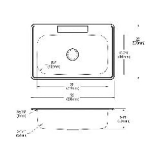 DAYTON® DSE133223 Kitchen Sink, Elite Satin, 28 in L x 15-3/4 in W Bowl x 7-7/8 in D Bowl, 3 Faucet Holes, 33 in L x 22 in W x 8-1/16 in H, Top Mounting, 300 Stainless Steel