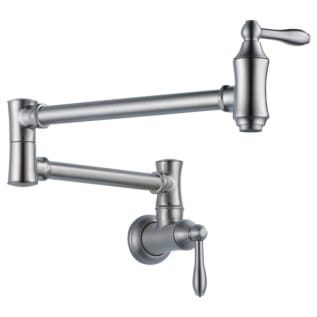 DELTA® 1177LF-AR Traditional Pot Filler Faucet, Commercial, 4 gpm Flow Rate, Swivel Spout, Arctic™ Stainless Steel, 2 Handles, Import