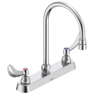 DELTA® 26C3944 Sink Faucet, Commercial, 1.5 gpm Flow Rate, 8 in Center, Gooseneck Spout, Polished Chrome, 2 Handles, Import