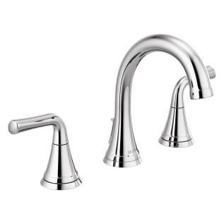 DELTA® 3533LF-MPU Kayra™ Widespread Bathroom Faucet, 1.2 gpm at 60 psi Flow Rate, 4-7/16 in H Spout, 6 to 16 in Center, Polished Chrome, 2 Handles, Metal Push Pop-Up Drain, Import