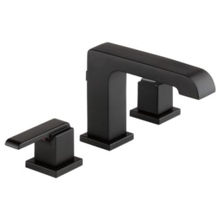DELTA® 3567-BLMPU-DST Ara® Widespread Lavatory Faucet, 1.2 gpm Flow Rate, 5-5/16 in H Spout, 4 to 16 in Center, Matte Black, 2 Handles, Metal Pop-Up Drain, Domestic