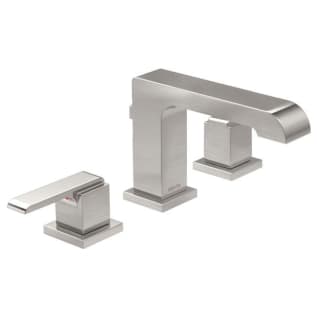 DELTA® 3567-SSMPU-DST Ara® Widespread Lavatory Faucet, Commercial, 1.5 gpm Flow Rate, 4-5/8 in H Spout, 4 to 16 in Center, Stainless Steel, 2 Handles, Pop-Up Drain, Domestic