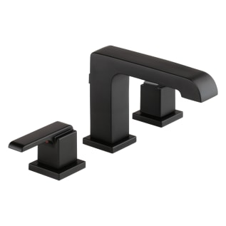 DELTA® 3567-BLMPU-DST Ara® Widespread Lavatory Faucet, 1.2 gpm Flow Rate, 5-5/16 in H Spout, 4 to 16 in Center, Matte Black, 2 Handles, Metal Pop-Up Drain, Domestic