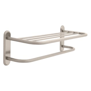 DELTA® 43224-SN Towel Shelf With Brass Step Style Beveled Flanges and One Bar, 24 in OAL x 26-7/32 in OAD x 8-15/32 in OAH, Brass, Import
