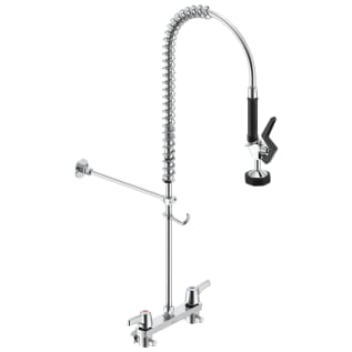 DELTA® 55C1513 Pre-Rinse Faucet, 1.6 gpm Flow Rate, 8 in Center, Swivel Spout, Polished Chrome, 2 Handles, Import