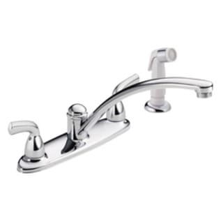 DELTA® B2410LF Kitchen Faucet, 1.8 gpm, 8 in Center, Swivel Spout, Chrome Plated, 2 Handles, Side Spray(Y/N): Yes, Import, Commercial