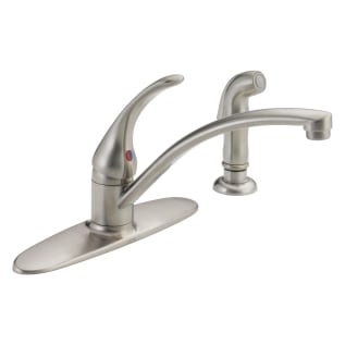 DELTA® B4410LF-SS Foundations® Kitchen Faucet With Spray, 1.8 gpm Flow Rate, 8 in Center, Standard Spout, Brilliance® Stainless Steel, 1 Handles, Import